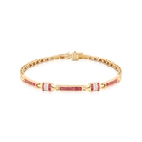 Bransoleta złota z diamentami i rubinami