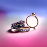 Pierścionek złoty z tanzanitami