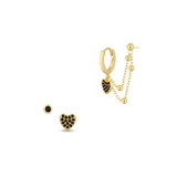 Kolczyki srebrne asymetryczne z czarnymi cyrkoniami