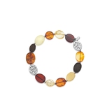 Bransoleta srebrna z bursztynami