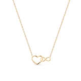 Naszyjnik złoty z motywem serca i nieskończoności