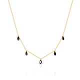 Naszyjnik srebrny pozłacany z czarnymi cyrkoniami