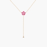 Naszyjnik złoty z różowym kwiatkiem