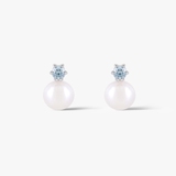 Kolczyki srebrne z perłą i cyrkonią