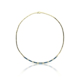 Naszyjnik złoty z szafirami i diamentami