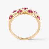 Pierścionek złoty z rubinami i diamentami TRIO