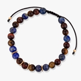 Bransoleta sznurkowa z tygrysim okiem i lapisem lazuli