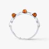 Pierścionek srebrny z bursztynami