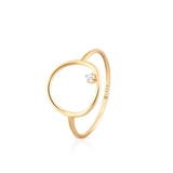 Pierścionek złoty z białą cyrkonią