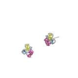 Kolczyki srebrne z kolorowymi kamieniami Mozaika