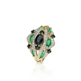 Pierścionek złoty z kamieniami szlachetnymi