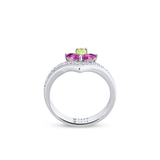 Pierścionek srebrny z kolorowymi kamieniami Mozaika