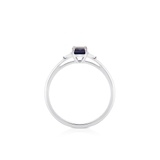 Pierścionek białe złoto z szafirem i diamentami