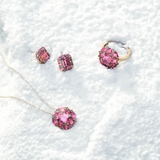 Kolczyki srebrne z różowymi topazami Szekspirowska