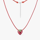 Naszyjnik sznurkowy z truskawką