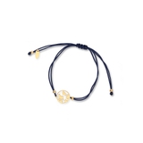 Bransoletka srebrna na niebieskim sznurku kula ziemska