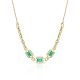 Naszyjnik złoty z diamentami i szmaragdami