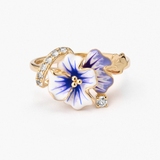 Pierścionek złoty Kwiaty Nocy Bratki