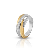 Pierścionek srebrny pozłacany z cyrkoniami