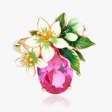 Pierścionek srebrny Kwiaty Nocy Cytrusy