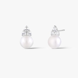 Kolczyki srebrne z perłą i cyrkoniami