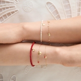 Bransoleta złota z muszlą i perłami Santorini