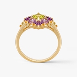 Pierścionek srebrny z ametystami Szekspirowska