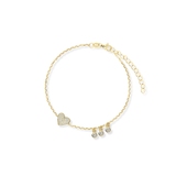 Bransoletka srebrna pozłacana z cyrkoniami serce