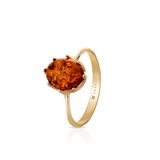 Pierścionek złoty z bursztynem