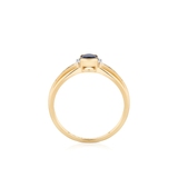 Pierścionek złoty bicolor z szafirami i diamentami