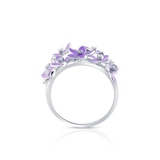 Pierścionek srebrny Kwiaty Nocy Fioletowy Bez