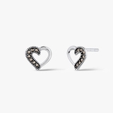 Kolczyki srebrne serca z markazytami