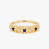 Pierścionek złoty z szafirami TRIO