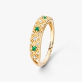 Pierścionek złoty ze szmaragdami TRIO