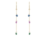 Kolczyki złote z kolorowymi cyrkoniami