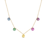 Naszyjnik złoty z kolorowymi cyrkoniami