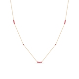 Naszyjnik złoty różowymi koralikami