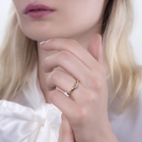 Pierścionek srebrny pozłacany z cyrkonią