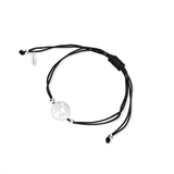 Bransoletka srebrna na czarnym sznurku kula ziemska