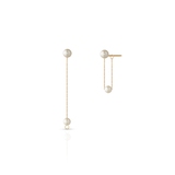 Kolczyki złote na łańcuszku z perłami