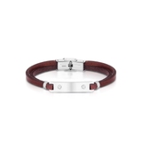 Bransoleta ze stali z brązowym rzemieniem