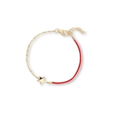 Bransoleta srebrna pozłacana z gwiazdką i czerwonym sznurkiem