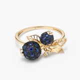 Pierścionek złoty Kwiaty Nocy Borówka