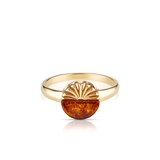 Pierścionek złocony z bursztynem