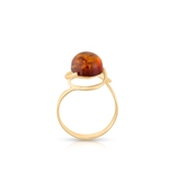 Pierścionek złoty z bursztynem