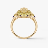 Pierścionek srebrny z oliwinami Szekspirowska