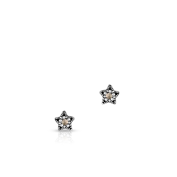 Kolczyki srebrne gwiazdki z markasytami