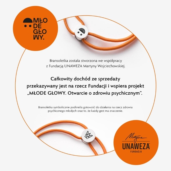 Bransoletka projektu  UNAWEZA x MŁODE GŁOWY