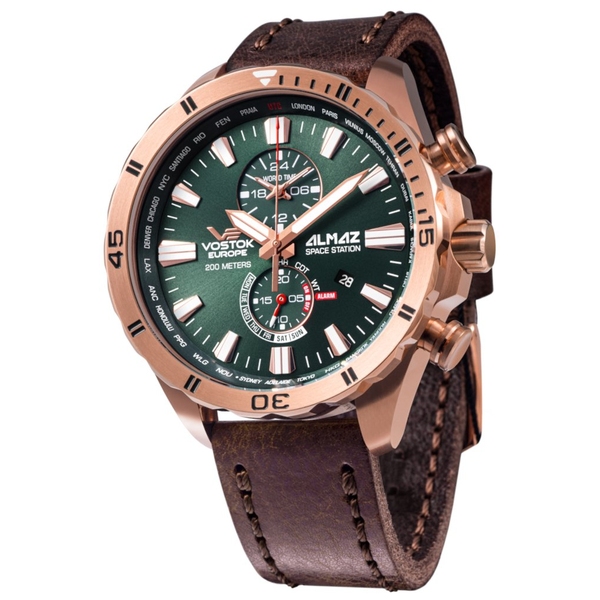 ZEGAREK VOSTOK EUROPE ALMAZ SPACE STATION WORLD TIMER