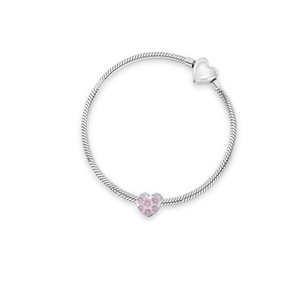 Zawieszka srebrna serce z różową emalią Lovely Beads